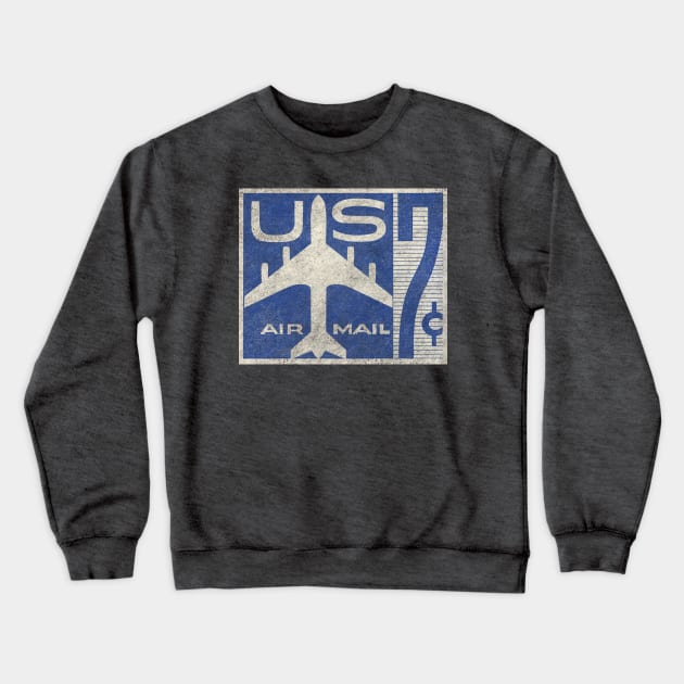 US AIR MAIL stamp Crewneck Sweatshirt by ThirteenthFloor